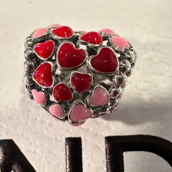 Authentic PANDORA Burst of Love Heart‎ Valentine Charm #796557ENMX - Picture 1 of 5